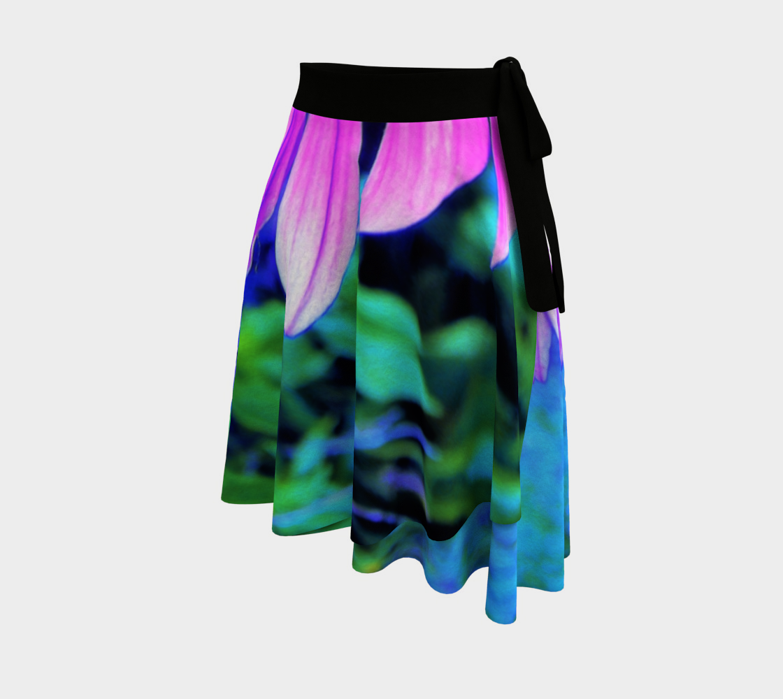 Wrap Skirts for Women, Pink and Purple Coneflower on Blue Garden