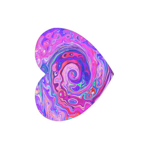 Heart Shaped Mousepads, Retro Purple and Orange Abstract Groovy Swirl