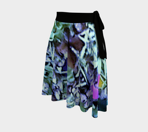 Artsy Wrap Skirt, Abstract Fall Hydrangea Bloom with Pink Highlights