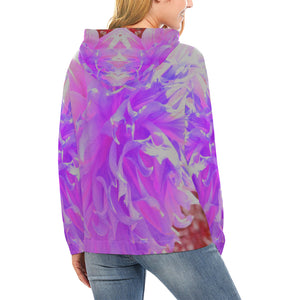 Hoodies for Women, Elegant Ultra-Violet Decorative Dahlia Flower