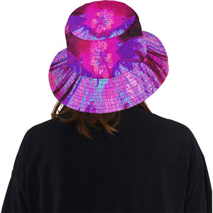Bucket Hats for Women, Psychedelic Purple and Magenta Hibiscus Flower