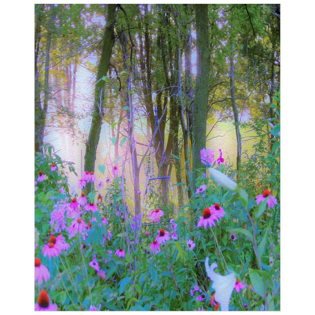 Posters, Bright Sunrise with Pink Coneflowers in My Rubio Garden - Vertical