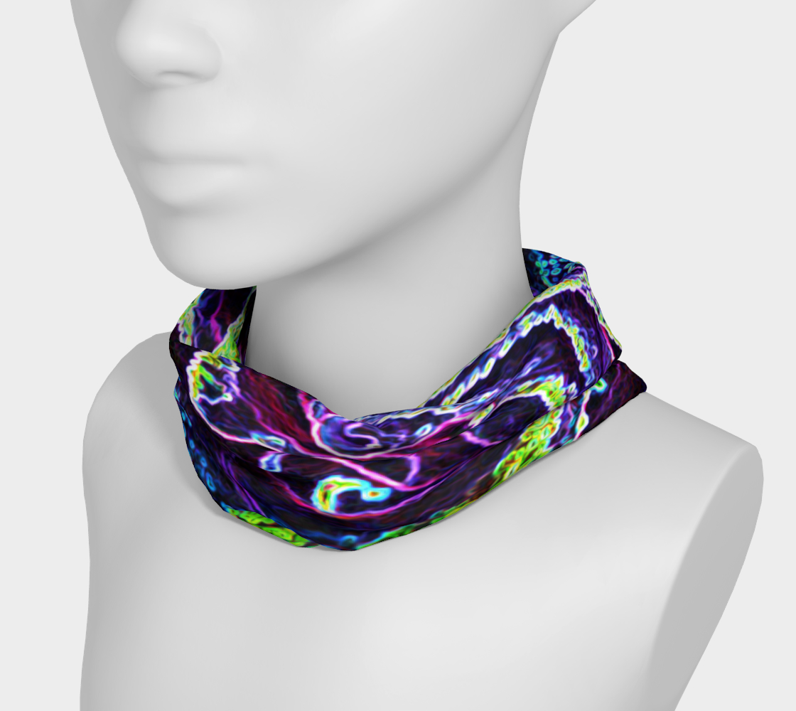 Wide Fabric Headband, Graphic Black White Blue and Green Rose Detail, Face Covering