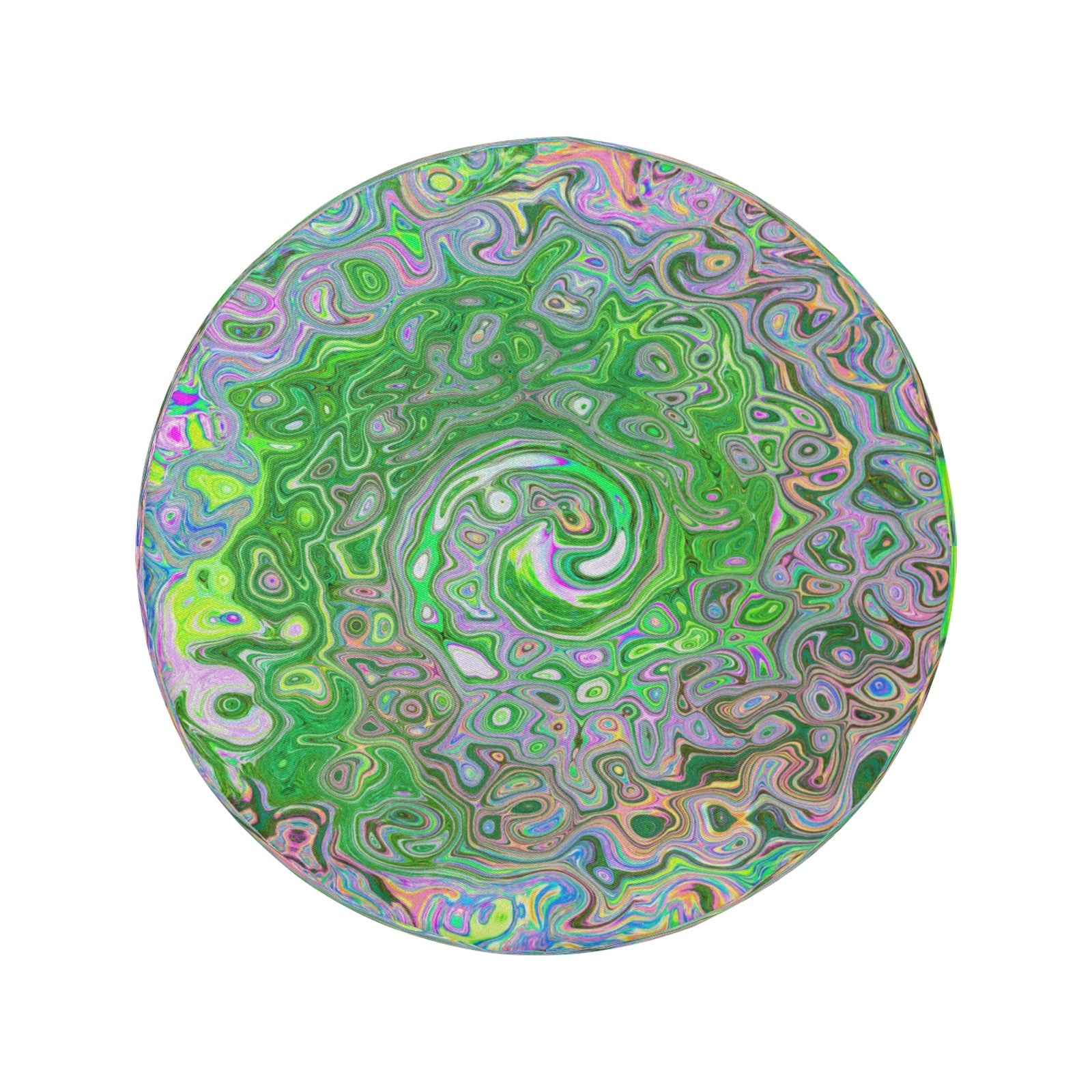 Spare Tire Covers, Trippy Lime Green and Pink Abstract Retro Swirl - Large