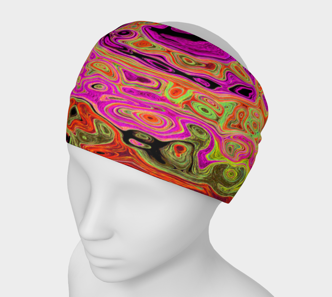 Headband - Hot Pink Groovy Abstract Retro Liquid Swirl
