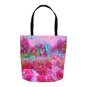 Tote Bags, Impressionistic Red and Pink Garden Landscape