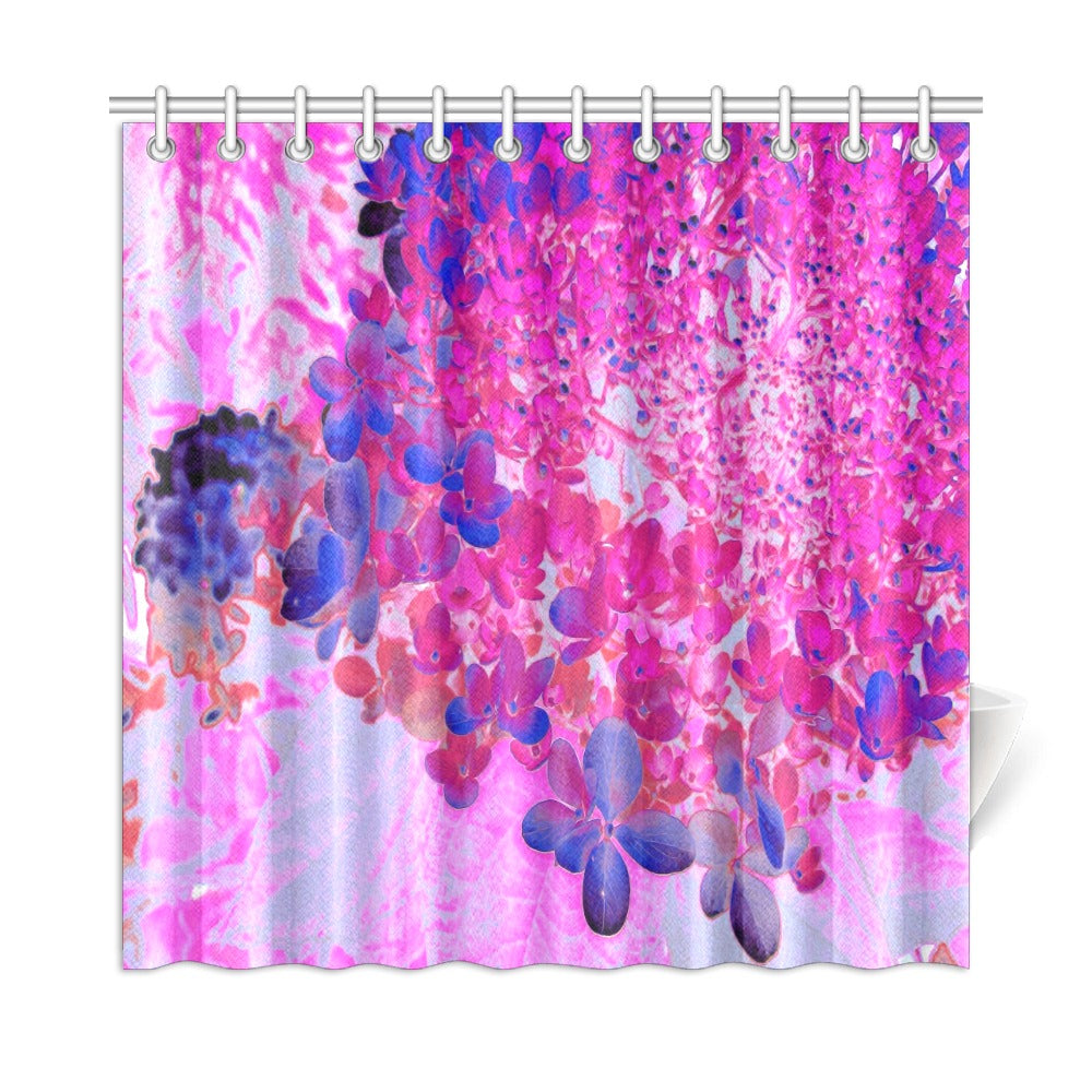 Shower Curtains, Elegant Fuchsia and Dark Blue Limelight Hydrangea - 72 by 72