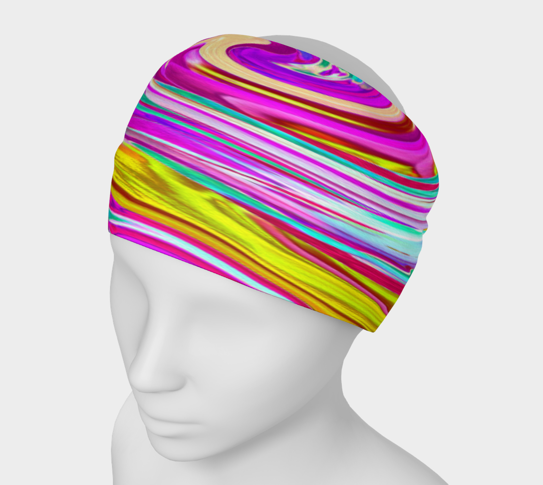 Wide Fabric Headbands, Colorful Fiesta Swirl Retro Abstract Design