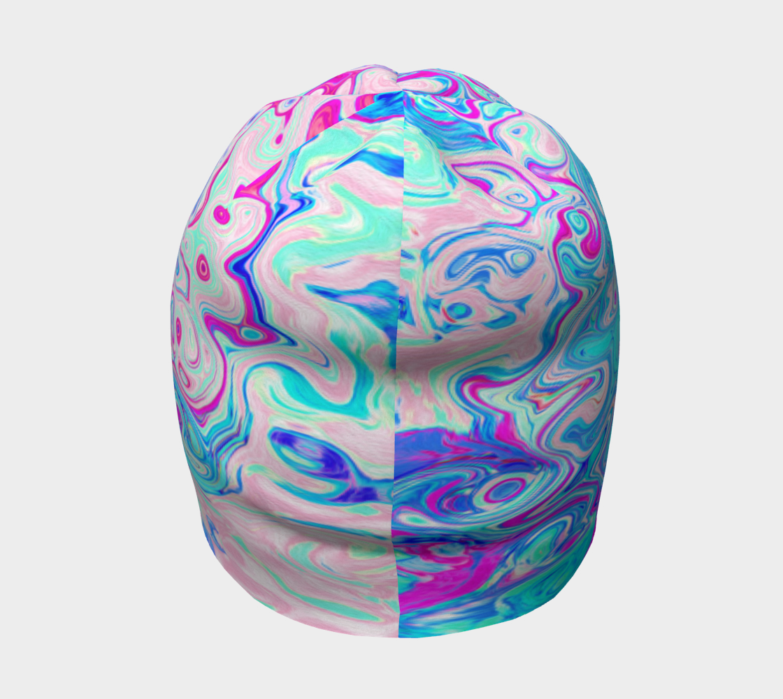 Beanie Hat, Groovy Abstract Retro Robin's Egg Blue Liquid Swirl