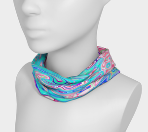 Headbands for Men and Women, Groovy Aqua Blue and Pink Abstract Retro Swirl
