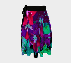 Artsy Wrap Skirts, Dramatic Red, Purple and Pink Garden Flower