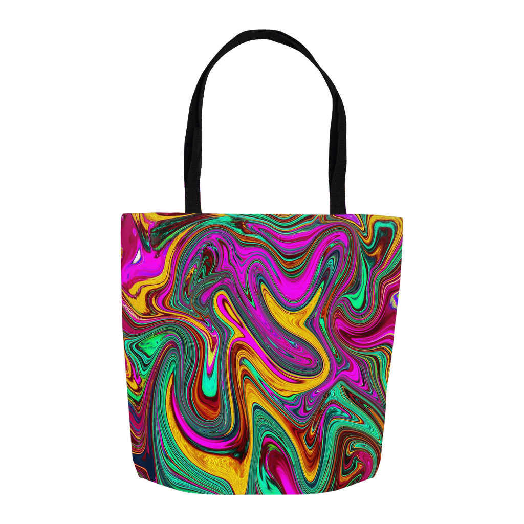 Tote Bags, Retro Groovy Hot Pink and Sea Foam Green Abstract Art