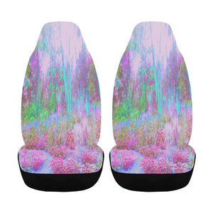 Car Seat Covers, Impressionistic Pink and Turquoise Garden Landscape