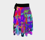 Wrap Skirts, Dramatic Psychedelic Colorful Red and Purple Flowers