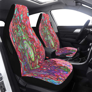 Car Seat Covers, Watercolor Red Groovy Abstract Retro Liquid Swirl