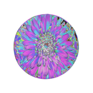 Spare Tire Covers, Trippy Abstract Aqua, Lime Green and Purple Dahlia - Medium