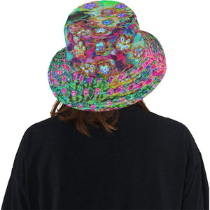 Bucket Hats, Psychedelic Abstract Groovy Purple Sedum