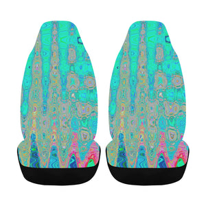 Car Seat Covers | Groovy Abstract Retro Rainbow Atomic Waves