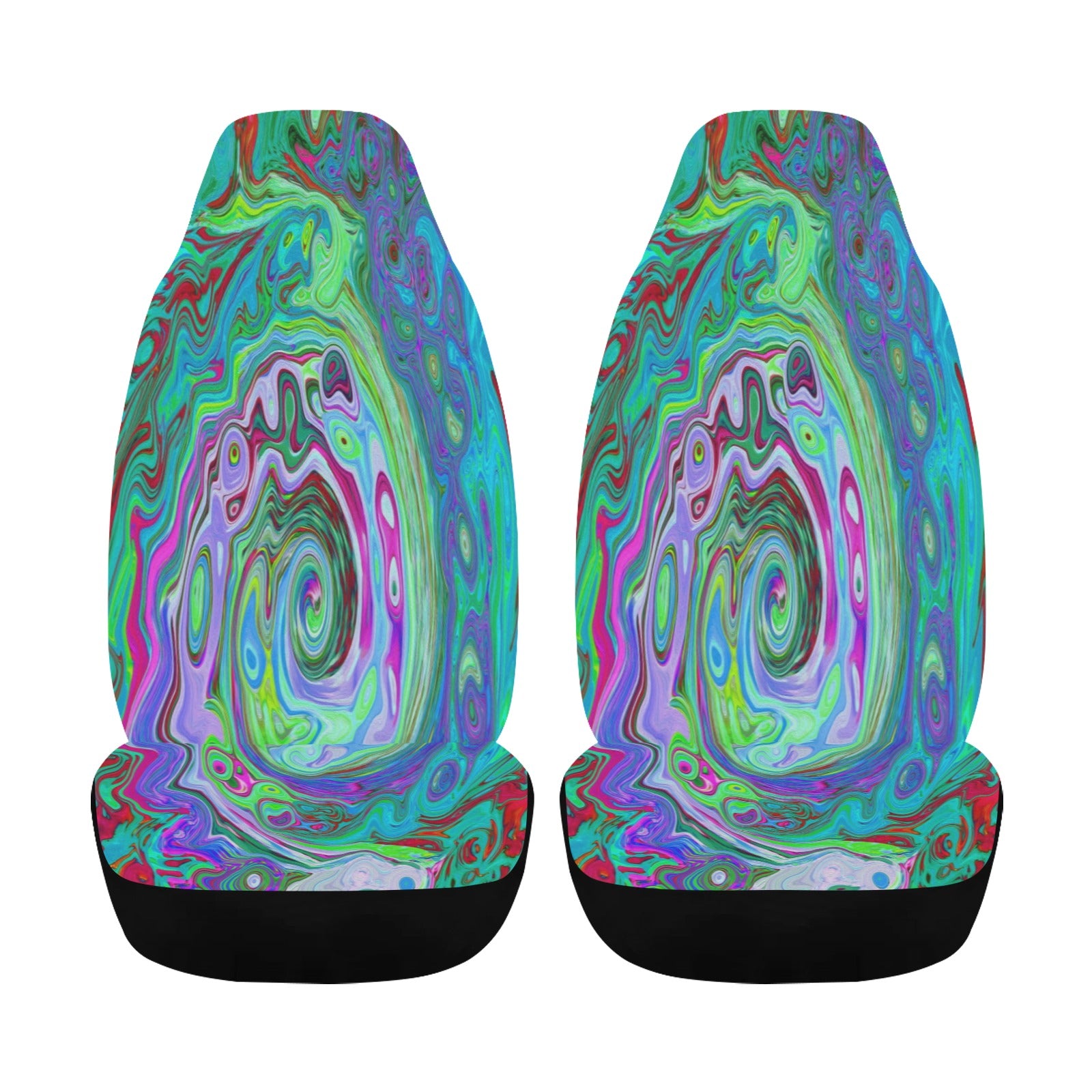 Car Seat Covers, Retro Green, Red and Magenta Abstract Groovy Swirl