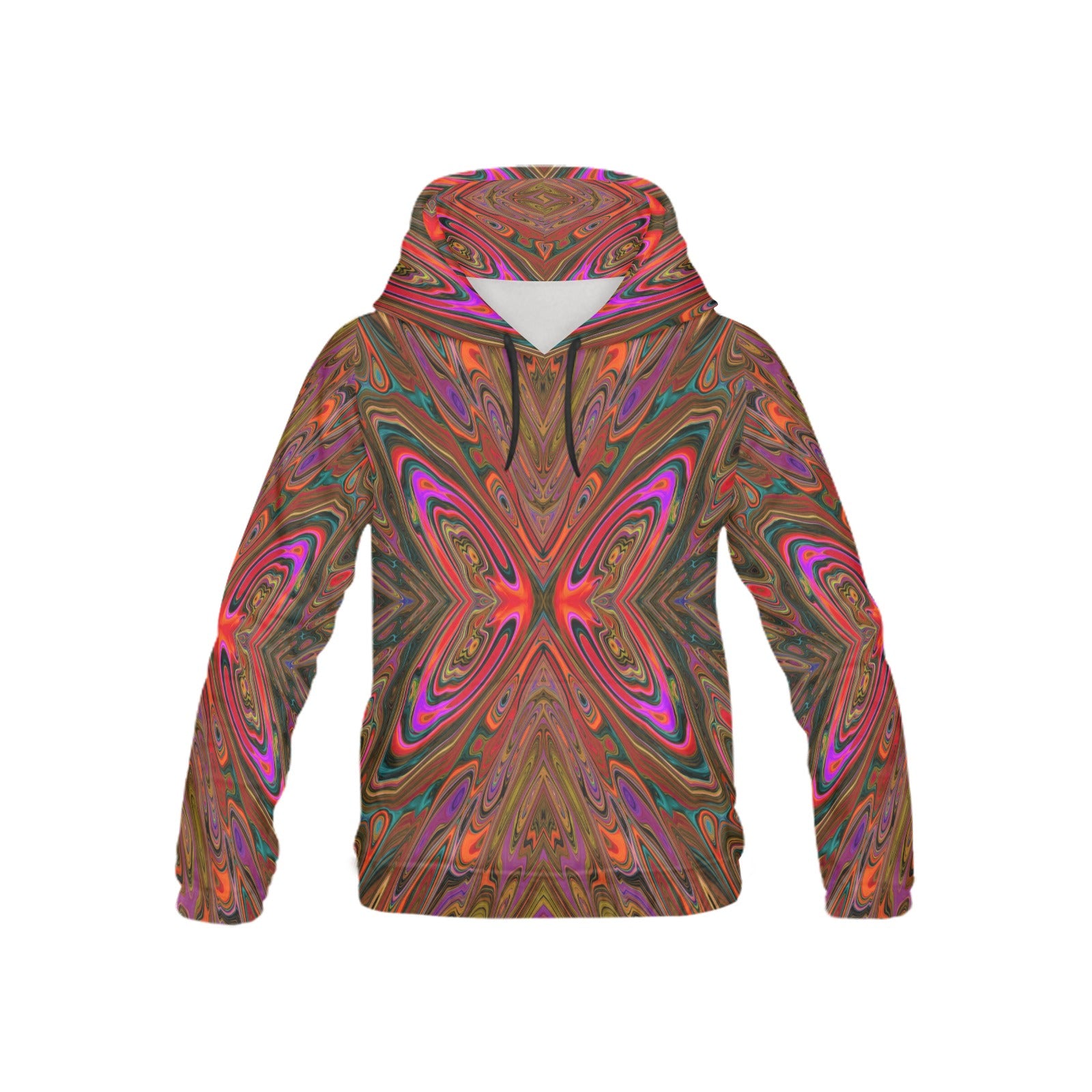 Hoodies for Kids, Abstract Trippy Orange and Magenta Butterfly