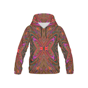 Hoodies for Kids, Abstract Trippy Orange and Magenta Butterfly