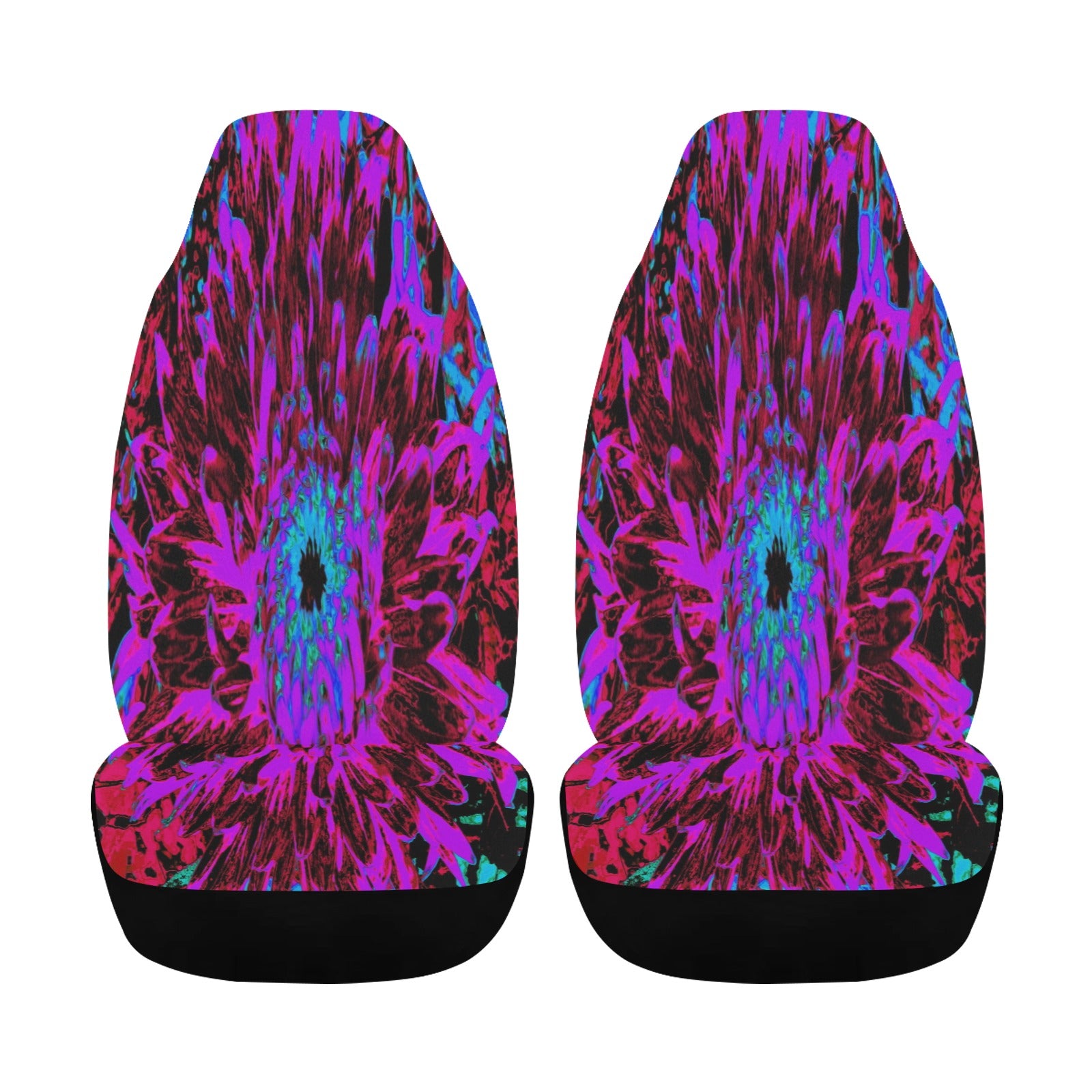 Car Seat Covers, Dramatic Crimson Red, Purple and Black Dahlia