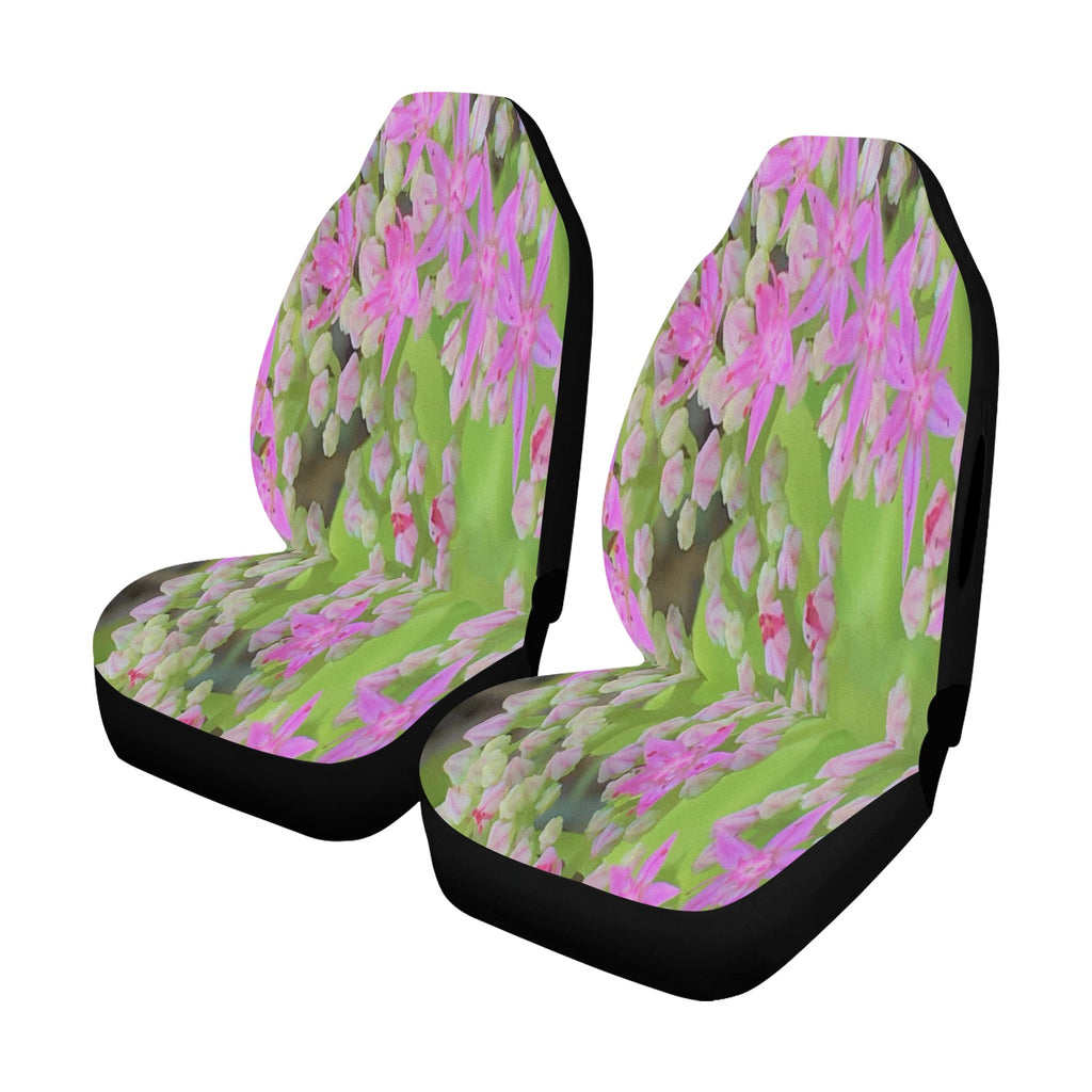Car Seat Covers, Hot Pink Succulent Sedum with Fleshy Green Leaves