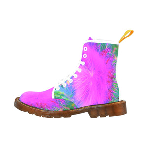 Boots for Women, Psychedelic Nature Ultra-Violet Purple Milkweed - White