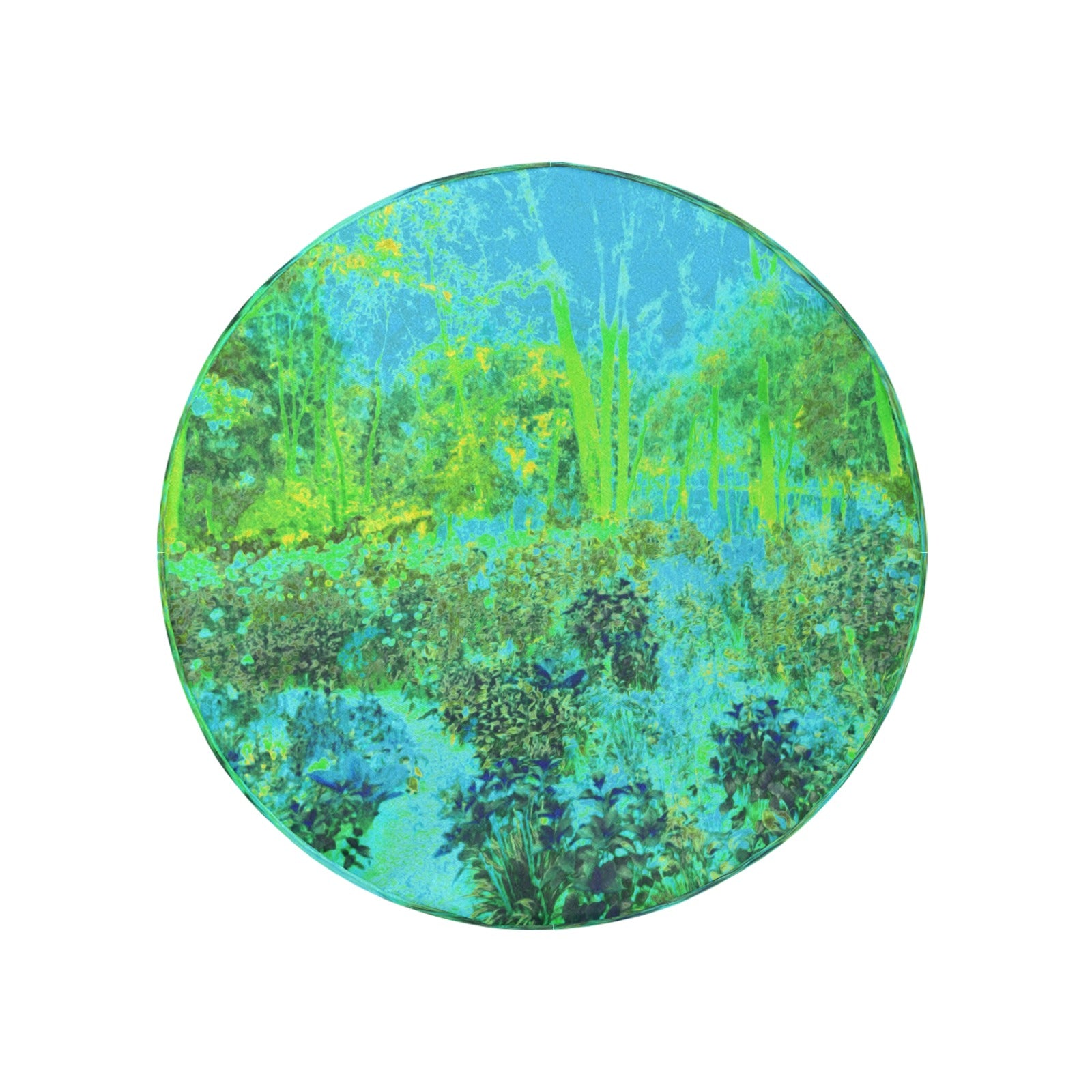 Spare Tire Covers, Trippy Lime Green and Blue Impressionistic Landscape - Medium