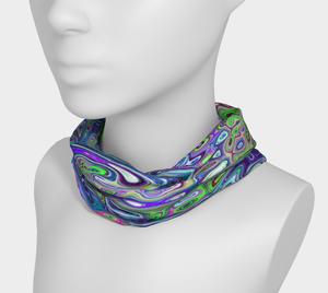 Headbands for Women, Marbled Lime Green and Purple Abstract Retro Swirl