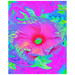 Posters, Psychedelic Pink and Red Hibiscus Flower - Vertical