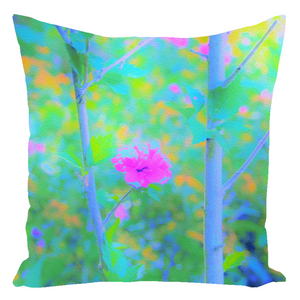 Decorative Throw Pillows, Pink Rose of Sharon Impressionistic Garden