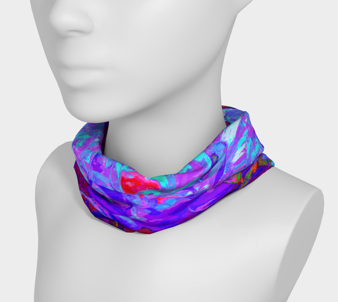 Wide Fabric Headband, Stunning Psychedelic Dark Blue Cactus Dahlia, Face Covering