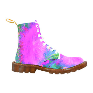 Boots for Women, Psychedelic Nature Ultra-Violet Purple Milkweed - White