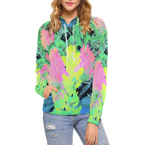 Hoodies for Women, Pink Hydrangea Garden with Yellow Foliage