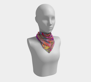 Square Scarves for Women, Colorful Rainbow Swirl Retro Abstract Design