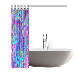 Shower Curtains, Blue, Pink and Purple Groovy Abstract Retro Art - 72 x 72