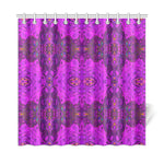 Shower Curtains, Abstract Magenta and Black Groovy Pattern