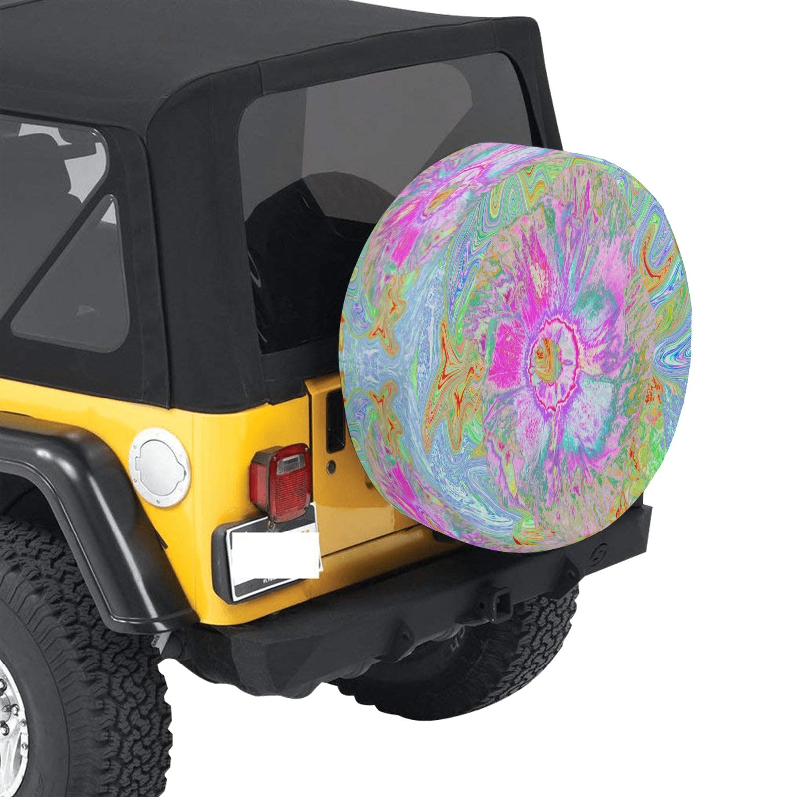 Spare Tire Covers, Psychedelic Hot Pink and Ultra-Violet Hibiscus - Small