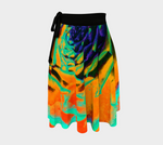 Artsy Wrap Skirt, Aquamarine and Orange Succulent Sedum Rosette