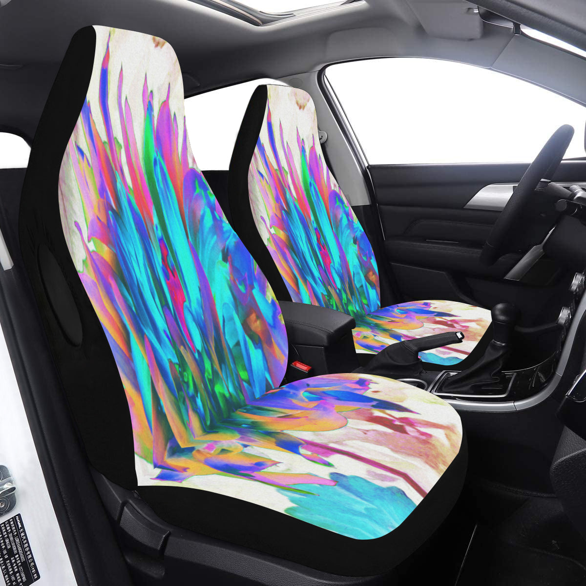 Car Seat Covers, Stunning Watercolor Rainbow Cactus Dahlia