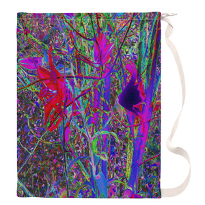 Laundry Bags Large Unique, Psychedelic Abstract Rainbow Colors Lily Garden