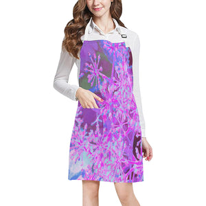 Apron with Pockets, Cool Abstract Retro Nature in Hot Pink and Purple