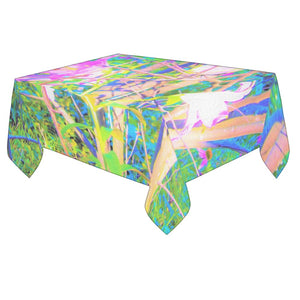 Tablecloths for Rectangle Tables, Abstract Oriental Lilies in My Rubio Garden