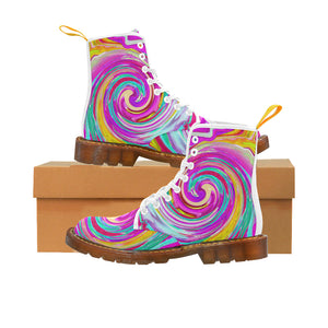 Boots for Women, Colorful Fiesta Swirl Retro Abstract Design