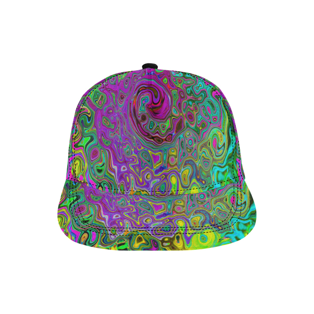 Snapback Hat, Groovy Purple Abstract Retro Liquid Swirl