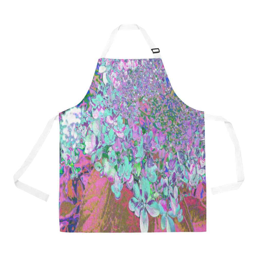 Apron with Pockets, Elegant Aqua and Purple Limelight Hydrangea Detail