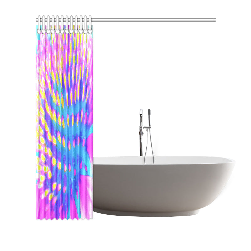 Shower Curtain, Pink, Blue and Yellow Abstract Coneflower
