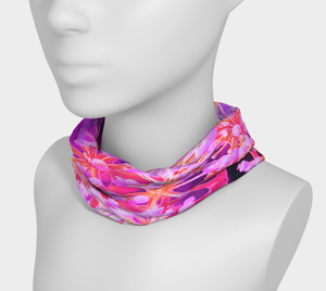 Wide Fabric Headband, Cool Abstract Retro Nature in Purple and Coral, Face Covering
