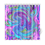 Shower Curtains, Blue, Pink and Purple Groovy Abstract Retro Art - 72 x 72